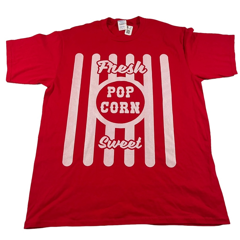 Port and Company Red Fresh Hot Popcorn Men’s T-Shirt Sz L